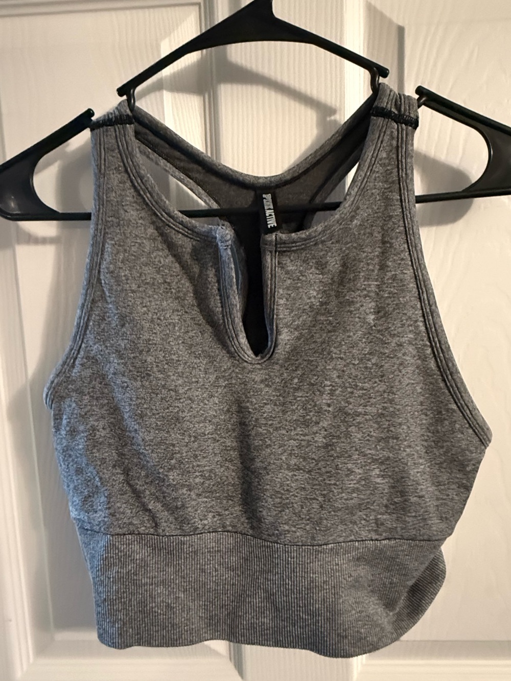 PINK Victoria’s Secret Gray Longline Seamless Sports Bra XL